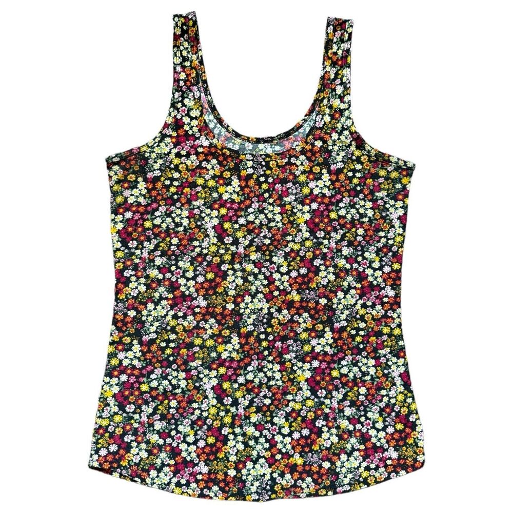 No Boundaries Tank Top Womens M Floral 7/9 Sleeveless Blouse Stretch Flowy Flex